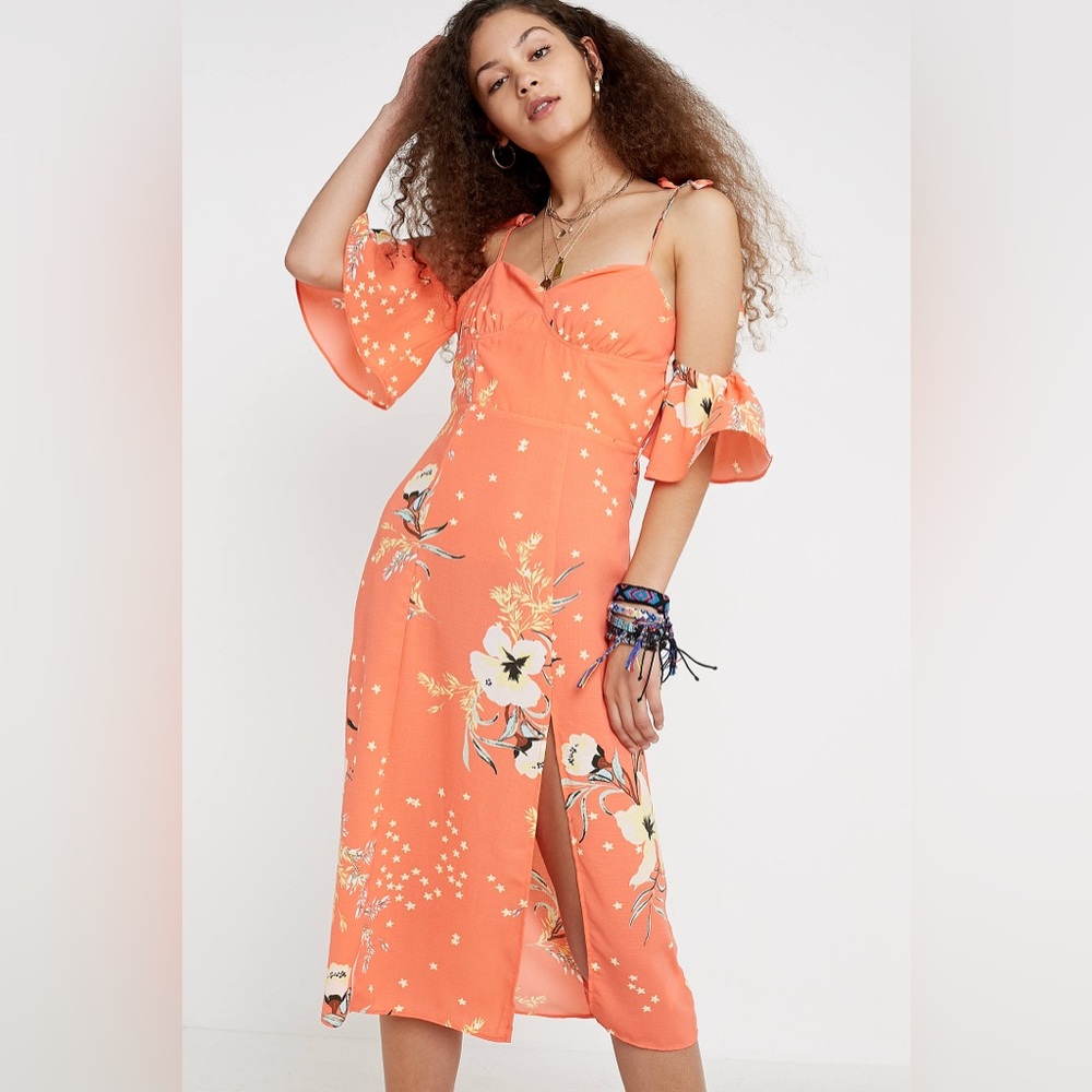 Urban Outfitters Boardwalk Off-The-Shoulder Midi Dress